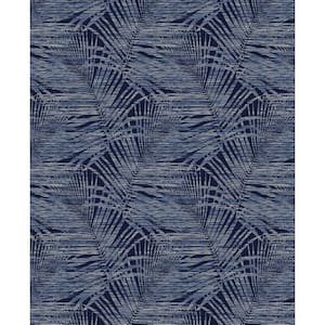 Shadow Palms Indigo Vinyl Peel and Stick Wallpaper Roll (Covers 30.75 sq. ft.)