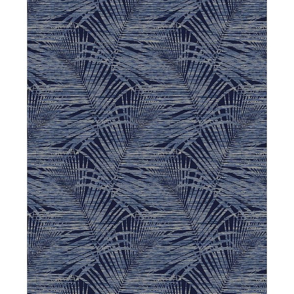 Shadow Palms Indigo Vinyl Peel and Stick Wallpaper Roll (Covers 30.75 sq. ft.)