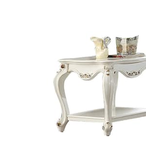 Picardy 27 in. Antique Pearl Finish Specialty Glass End Table with Storage
