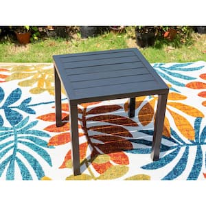 Black Square Slat Metal Patio Outdoor Side Coffee Bistro Table