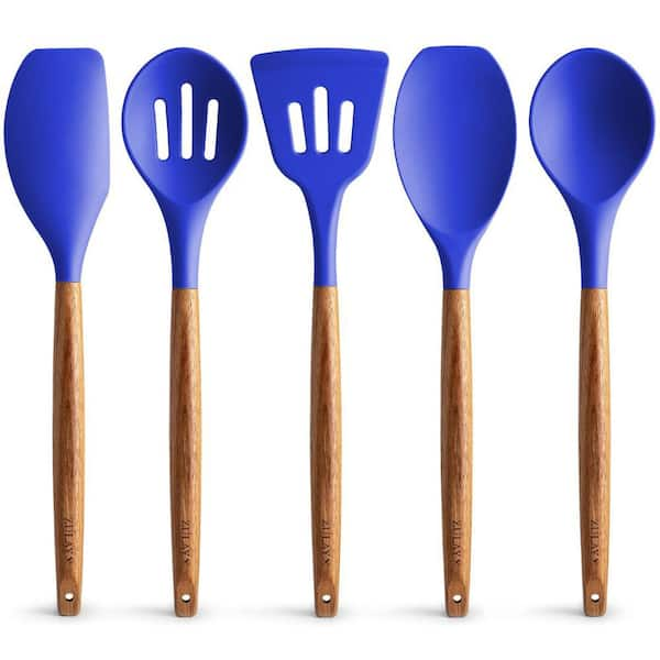 Zulay Kitchen 5-Piece Silicone Dark Blue Utensil Set Z-WD-SLCN-TNSLS-5P ...