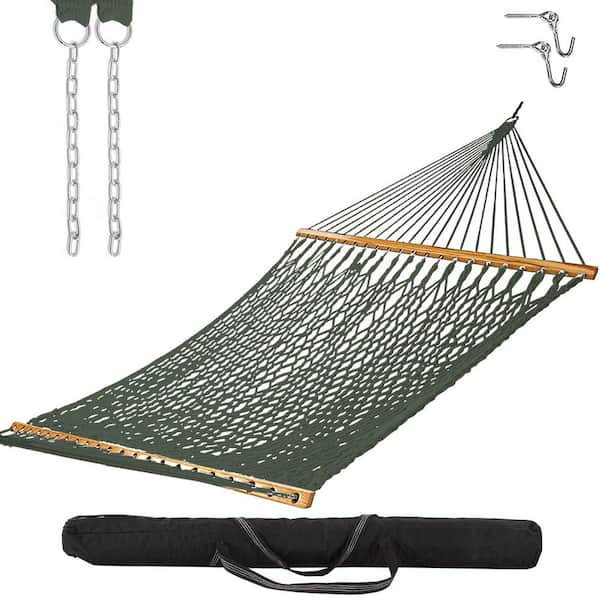 Castaway Green Polyester Rope Hammock with Storage Bag