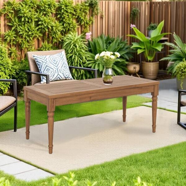 Benjara 47.24 in. Brown Rectangle Wood Coffee Table with Turned Legs