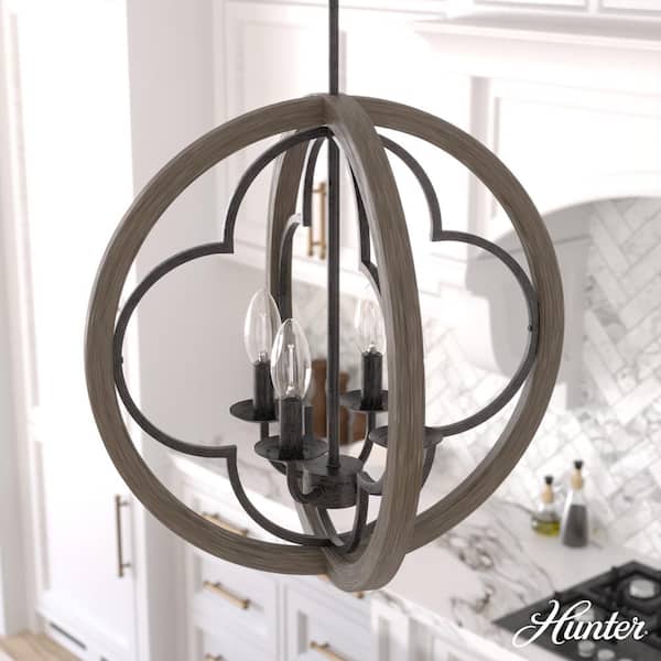 Hunter Gablecrest 4 lights Rustic Iron Island Pendant Light Kitchen Light