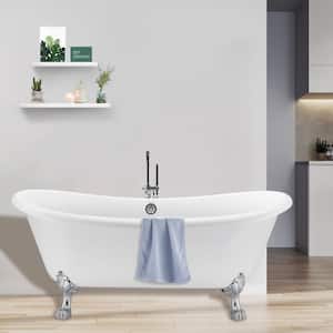 Luxurious 67 in. Acrylic Clawfoot Bathtub Non-Whirlpool Soaking SPA Bathtub in White