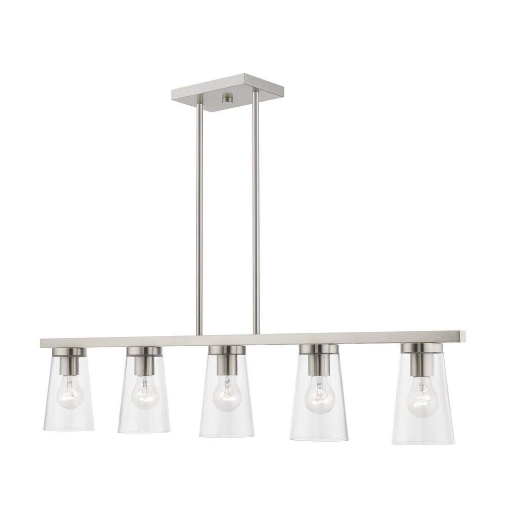 Brushed Nickel 5-Light Chandelier with Clear Glass Shades