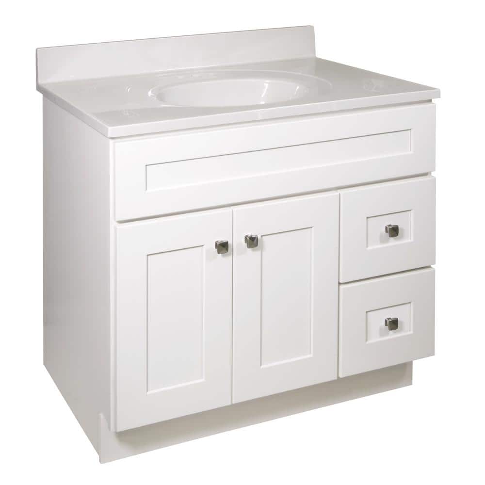 Brookings 37 in. W Single 4 in. Centerset Sink Bathroom Vanity in White wit