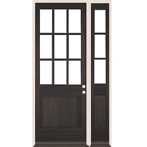 50 in. x 96 in. 9-Lite Left-Hand/Inswing Clear Glass Black Stain Wood Prehung Front Door Right Sidelite