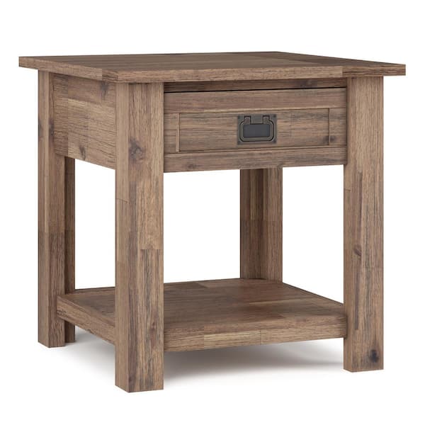 Simpli Home Monroe 22 in. W Rustic Natural Aged Brown End Table