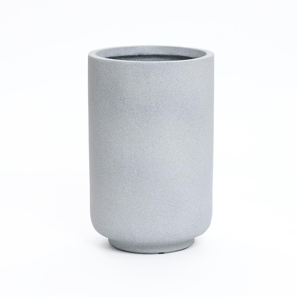 LuxenHome 19.3 in. H Minimalistic Modern Gray Round Ceramic Floor Planter