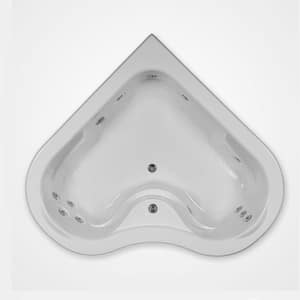 64 in. Acrylic Corner Drop-in Air and Whirlpool Bathtub in Biscuit