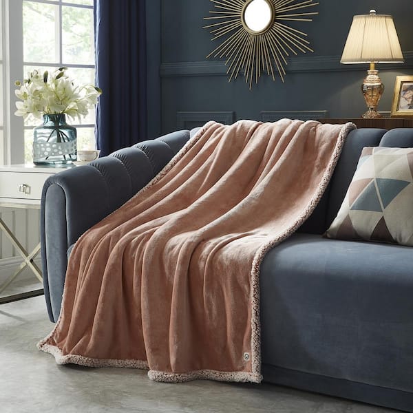 COZY TYME Orville Blush Throw Super Soft 100% Polyester 50 in. x 60 in.