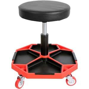 300 lbs. Rolling Mechanic Shop Seat Stool with Detachable Tool Trays