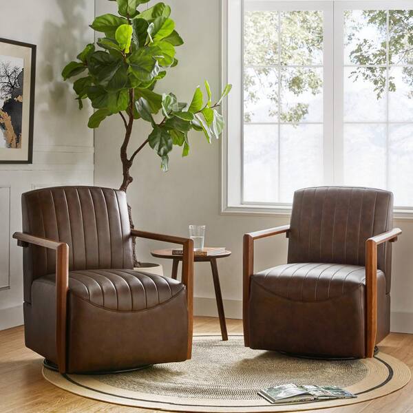 Set of 2 leather accent online chairs