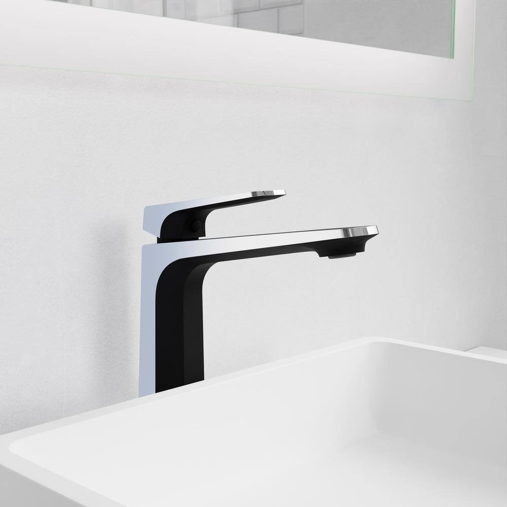 Matte Black and Chrome Single Handle Bathroom Faucet