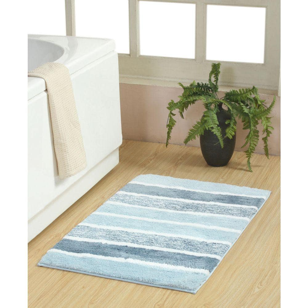 Spa Color Area Rugs Chesapeake Sherrington 24 in. x 40 in. Spa Blue Micro Tufted Bath Rug ...