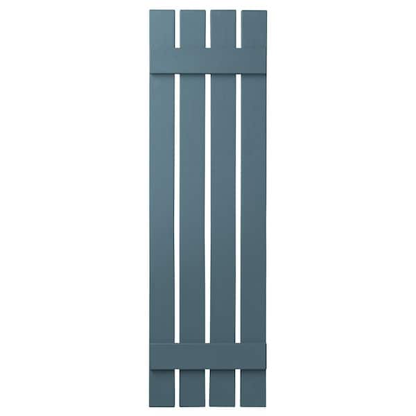 Ply Gem 16 in. x 51 in. Polypropylene Plastic 4-Board Open Board and Batten Shutters Pair in Coastal Blue