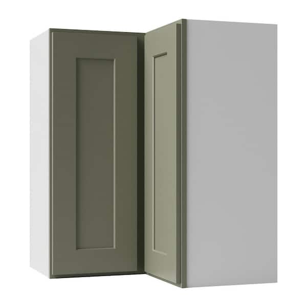 24 in. W x 12 in. D x 30 in. H Ready to Assemble Solid Wood Shaker Wall Corner Kitchen Cabinet in Sage Green
