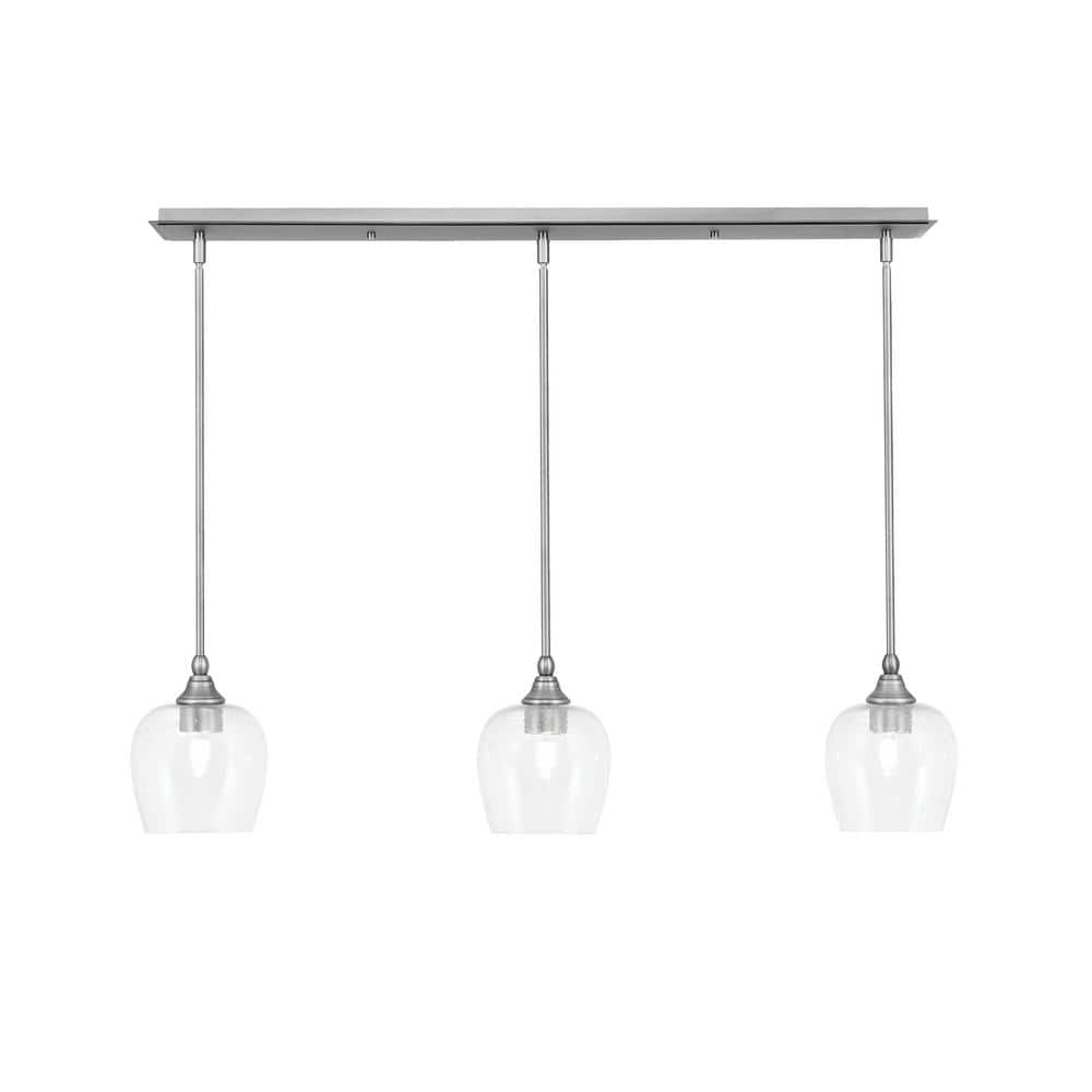 Livingston 100-Watt 3-Light Nickel Shaded Pendant Light with 6 Clear Bub