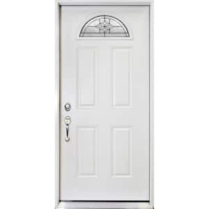 36 in. x 80 in. Element Series Padilla Fan Lite Right-Hand Inswing White Primed Steel Prehung Front Door
