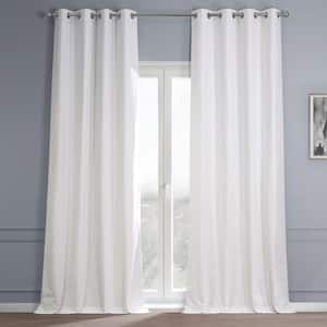 Prime White Dune Textured Hotel Blackout Cotton Grommet Curtain - 50 in. W x 108 in. L (1 Panel)