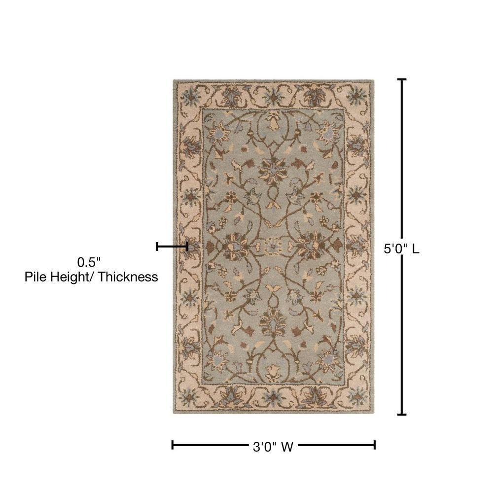 Elegant Heritage Hand-Tufted Wool Area Rug in Beige/Grey, 3' x 5'