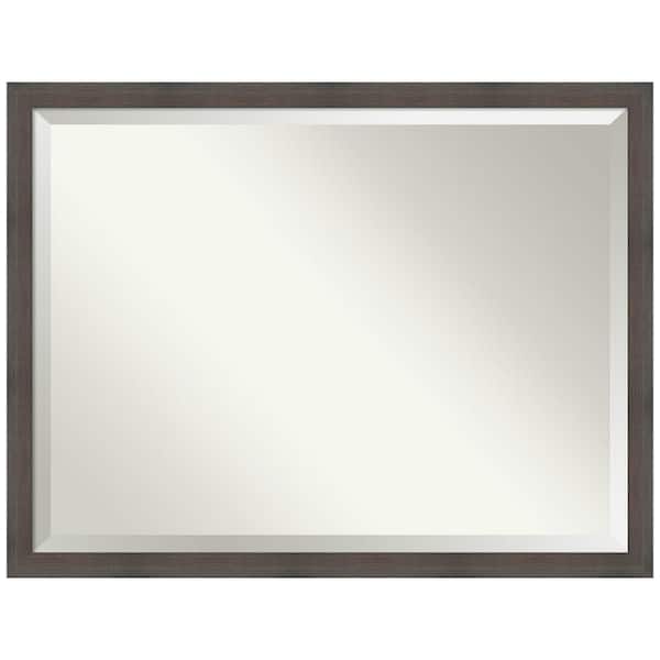 Hardwood Chocolate Narrow 42.88 in. x 32.88 in. Rustic Rectangle Framed Bathroom Vanity Wall Mirror