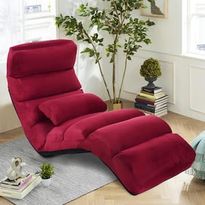 21 in. Burgundy Folding Faux Suede Seats Sofa Beds with Pillow