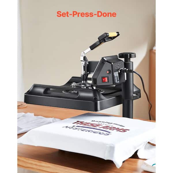 15 in. x 15 in. Heat Press Machine 8 in 1 Heat Press 800 Watt Sublimation Machine Dual-Tube Heating Printing, Black
