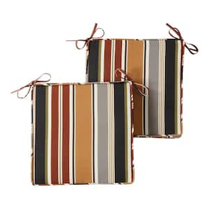 18 in. x 18 in. Brick Stripe Square Outdoor Seat Cushion (2-Pack)
