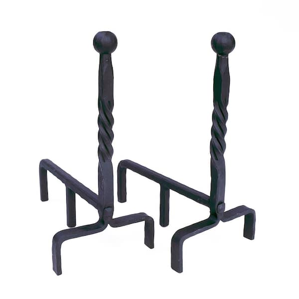 ACHLA DESIGNS 18.75 in. Tall Black Decorative Ball End Andirons for Fireplace Logs
