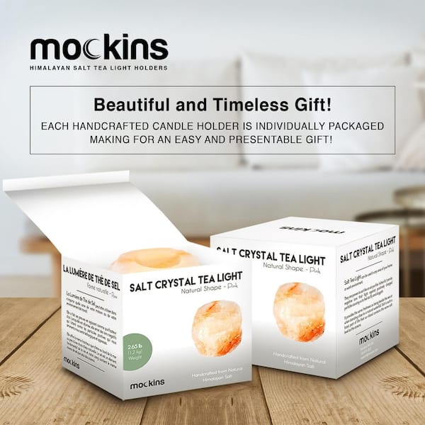 Details about   Mockins 2.5 lbs 2 Pack Natural Himalayan Salt Tea Light Candles Holders 
