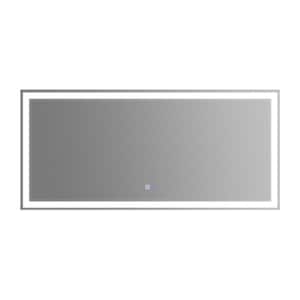60 in. W x 28 in. H Rectangular Frameless Wall Backlit FrontLit LED Bathroom Vanity Mirror in Silver, Anti Fog, Dimmable