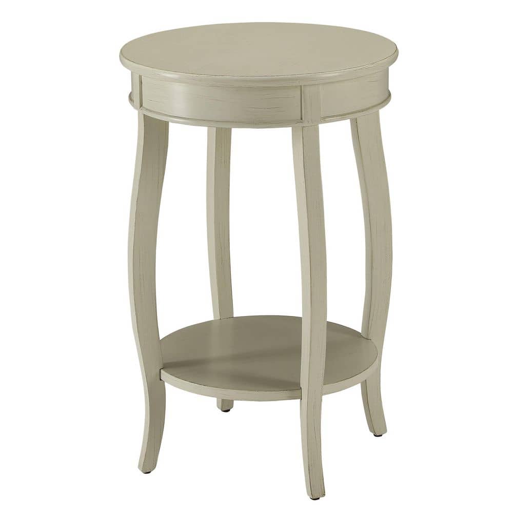 18.5 in. Antique White Round Wood Outdoor Coffee Table with Bottom Shelf price history on PriceWatchPro