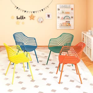 Colorful Kids Chair Set Child-Size Chairs with Metal Legs Toddler Furniture (Set of 4)