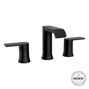 Genta 8 in. Widespread Double Handle Bathroom Faucet in Matte Black(Valve Included)