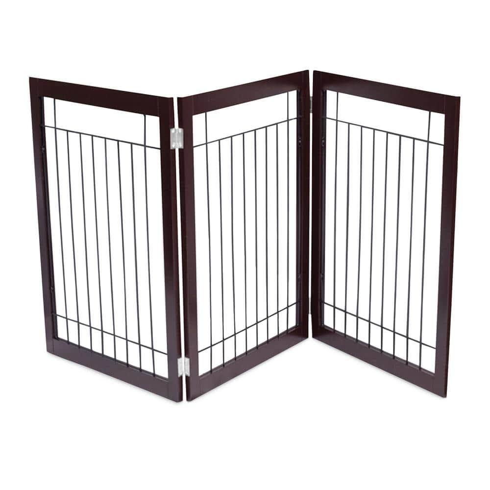 BirdRock Home 34 in. H Traditional Espresso Dog Gate with Metal Crate ...