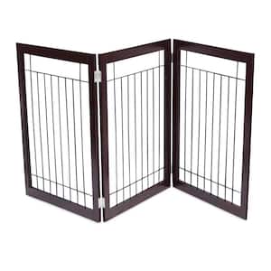 34 in. H Traditional Espresso Dog Gate with Metal Crate
