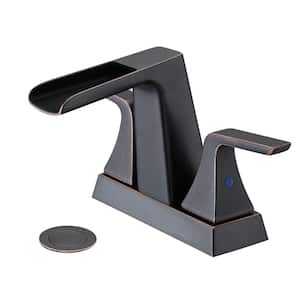 ABA 4 in. Centerset 2-Handle Bathroom Faucet Desk Mount Waterfall Lavatory Vanity Pop-Up Sink Drain in Oil-Rubbed Bronze