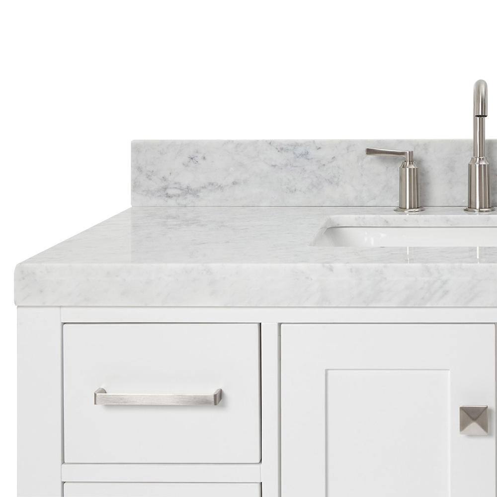 Cambridge 42'' White Wood Bathroom Vanity with Carrara Marble Top