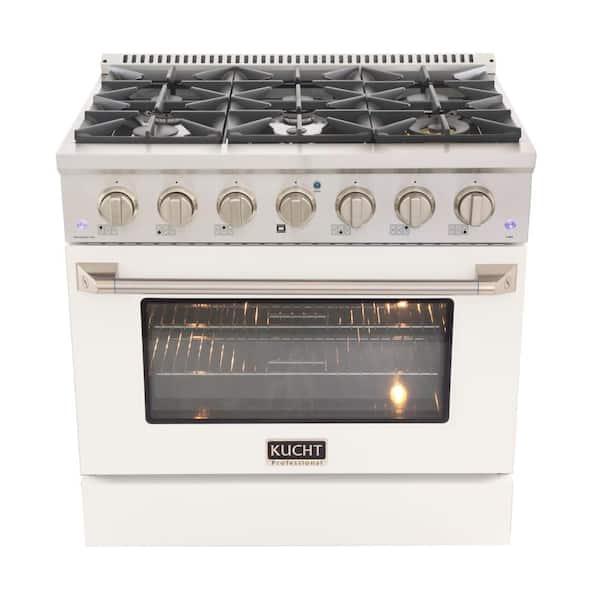 Kucht 36 in. 5.2 cu. ft. LP Ready Dual Fuel Range with Gas Stove and Electric Oven with Convection Oven in White