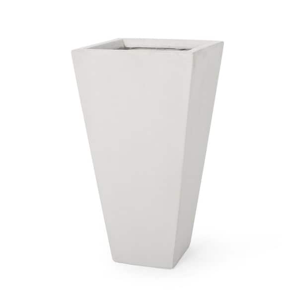 24.75 in. Modern Small Matte White Stone Indoor/Outdoor Plants Pot