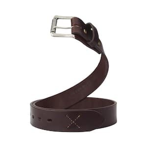 1.5 in. 30 Burgundy Full Grain Leather Heavy-Duty Work Belt with Roller Buckle for Everyday Carry