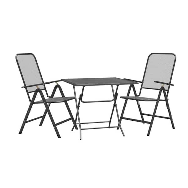 Zofi Gray 3-Piece Mesh Metal Rectangle Outdoor Dining Set