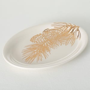15 in. Gold Pine Stoneware Oval Platter