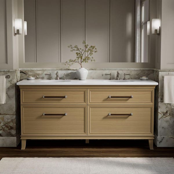 Artifacts 72 in. Double Sink Bath Vanity Cabinet without Top in Weathered Oak