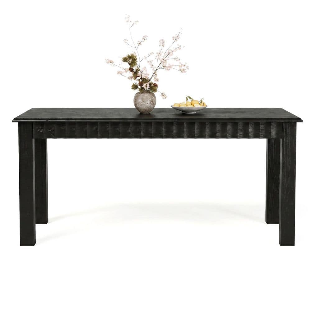 Halseey Black 63 in Solid Wood Rectangular 4 Legs Dinner Kitchen Dining Table Seats 6 Heavy Duty Living Room Furniture price history on PriceWatchPro