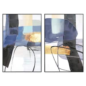 2-Piece Framed Mixed Media Abstract Wall Art 47 in. x 32 in.
