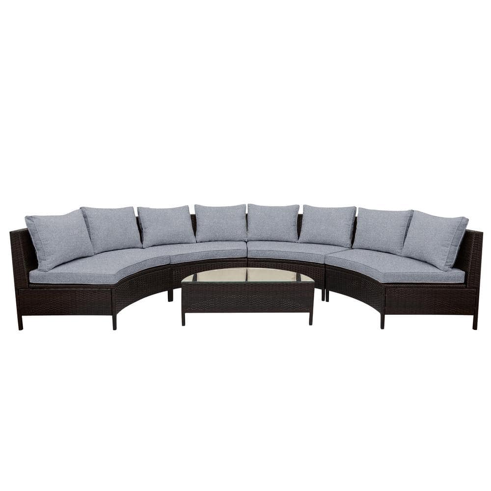 Utopia 4niture Toni Brown 5-Piece Wicker Outdoor Sectional Set With ...