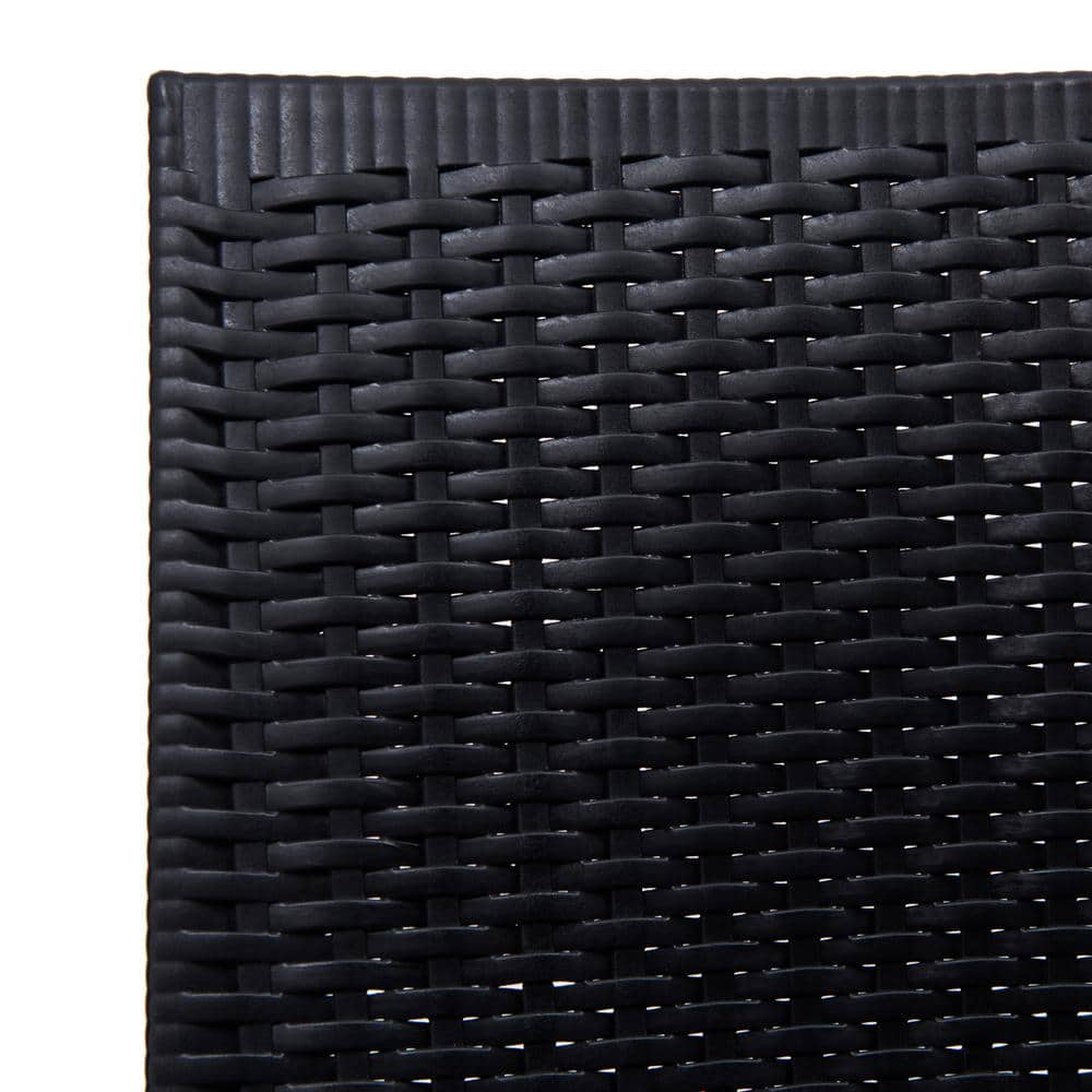 Black Polypropylene Weave Design Armless Dining Chairs, Set of 4